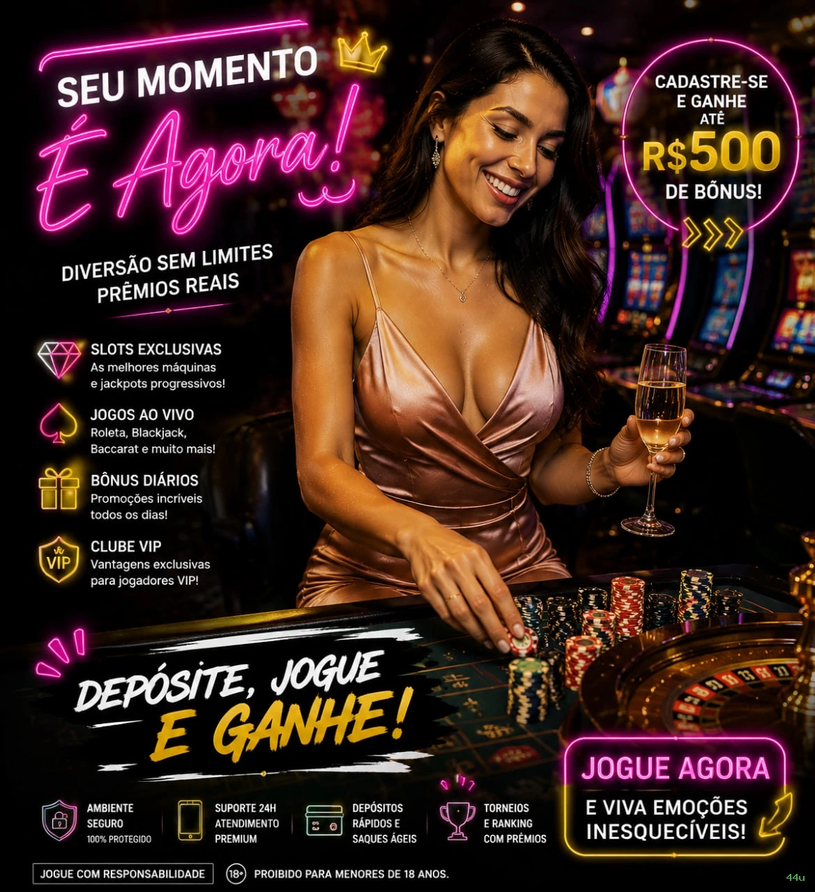 Imagem promocional do login da 44u